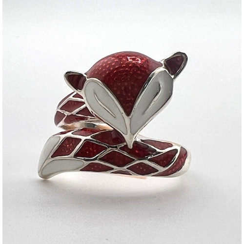 Серебряное кольцо Лисица с эмалью