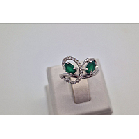 Серебряное кольцо Лукреция c зеленым ониксом и родированием ( арт. 2180818 )