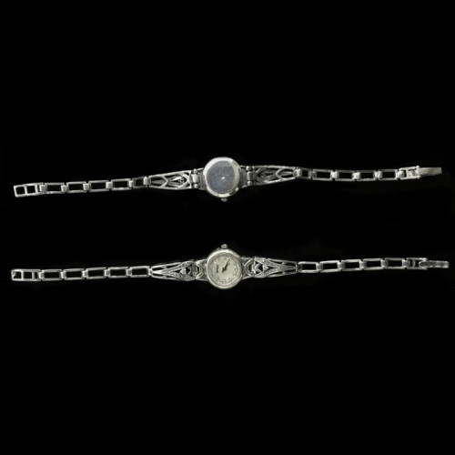 Серебряные женские часы 925 с куб. цирконием (фианитами)