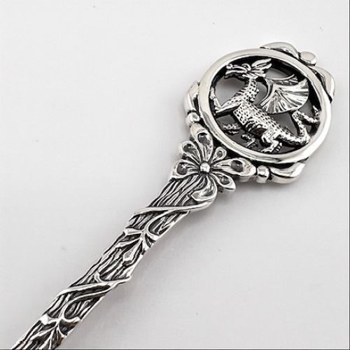 Серебряная кофейная ложка Дракоша 925 проба БРЮС