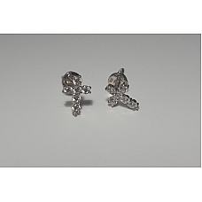 Серебряные серьги Крест 2  (родированное покрытие)