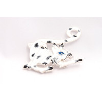 Серебряная брошь Кот с эмалью (6100023)