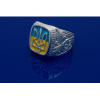 Срібний перстень чоловічий Патріот з емаллю