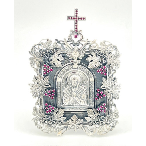 Серебряная икона Семистрельная с фианитами