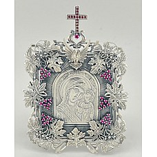 Серебряная икона Казанская  с фианитами